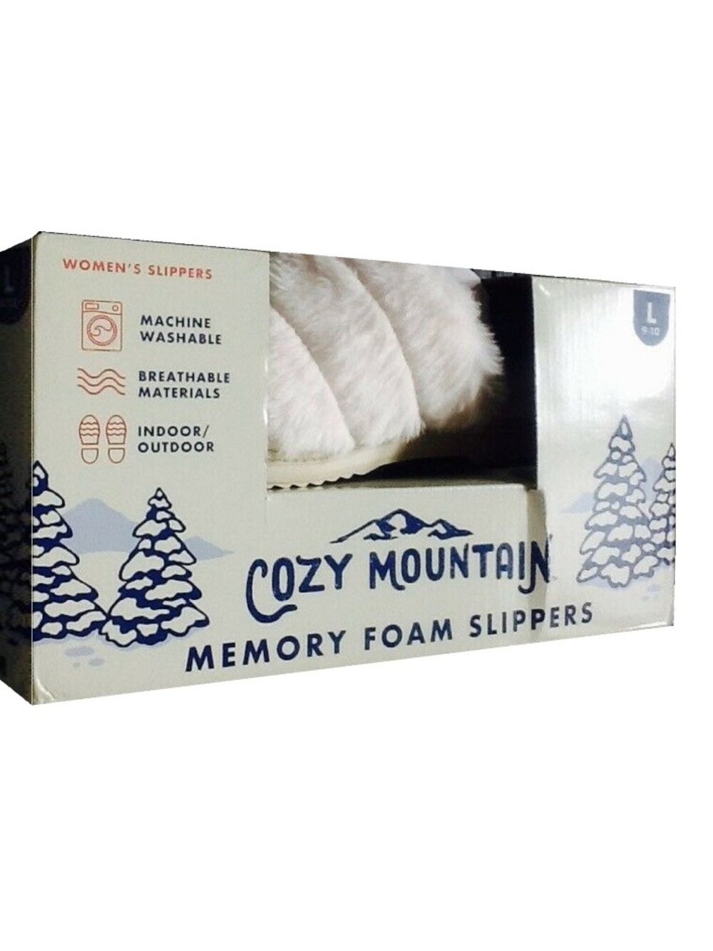 brand new Cozy Mountain House Slippers in Off White Color -Women's Sz L